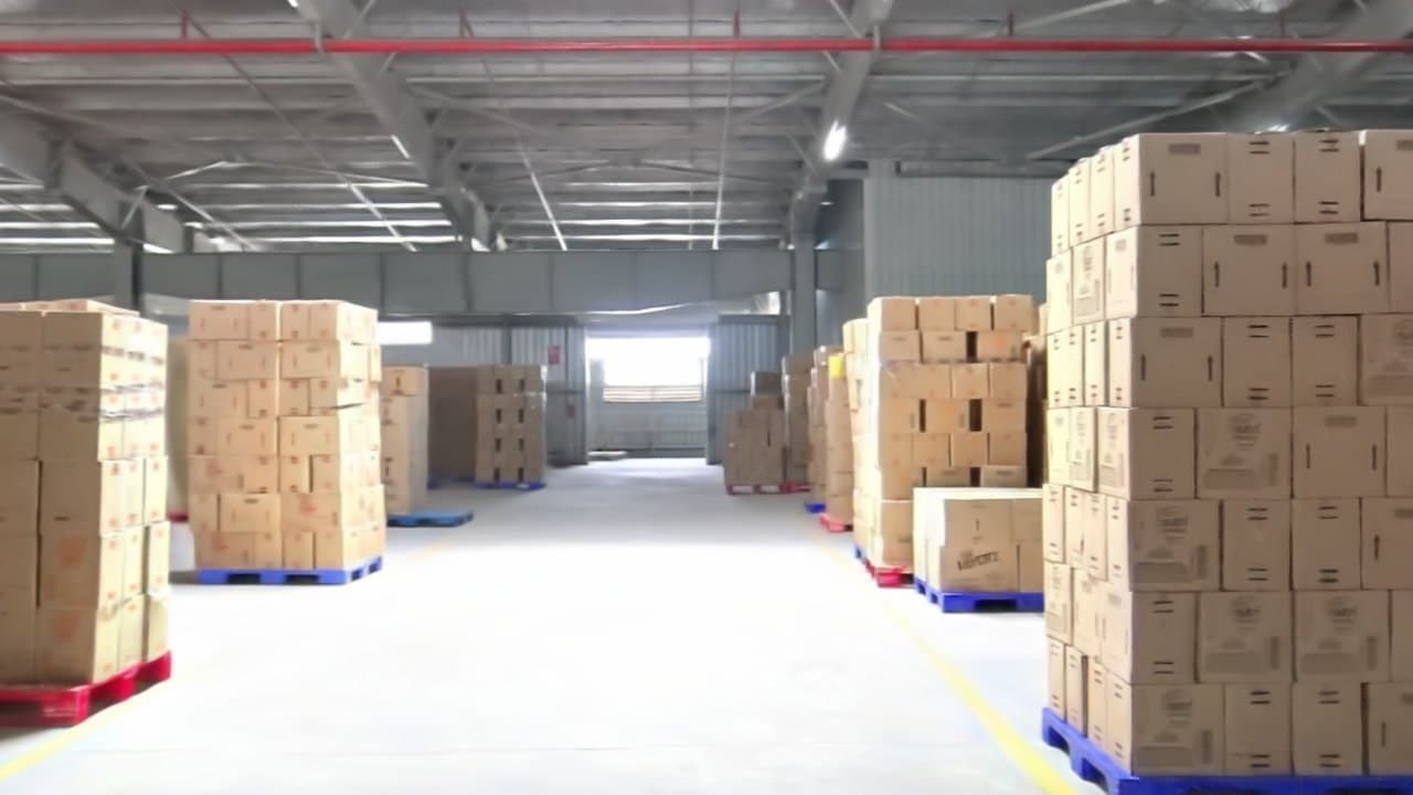 Warehouse storage aisles reconstructed as a Gaussian splat